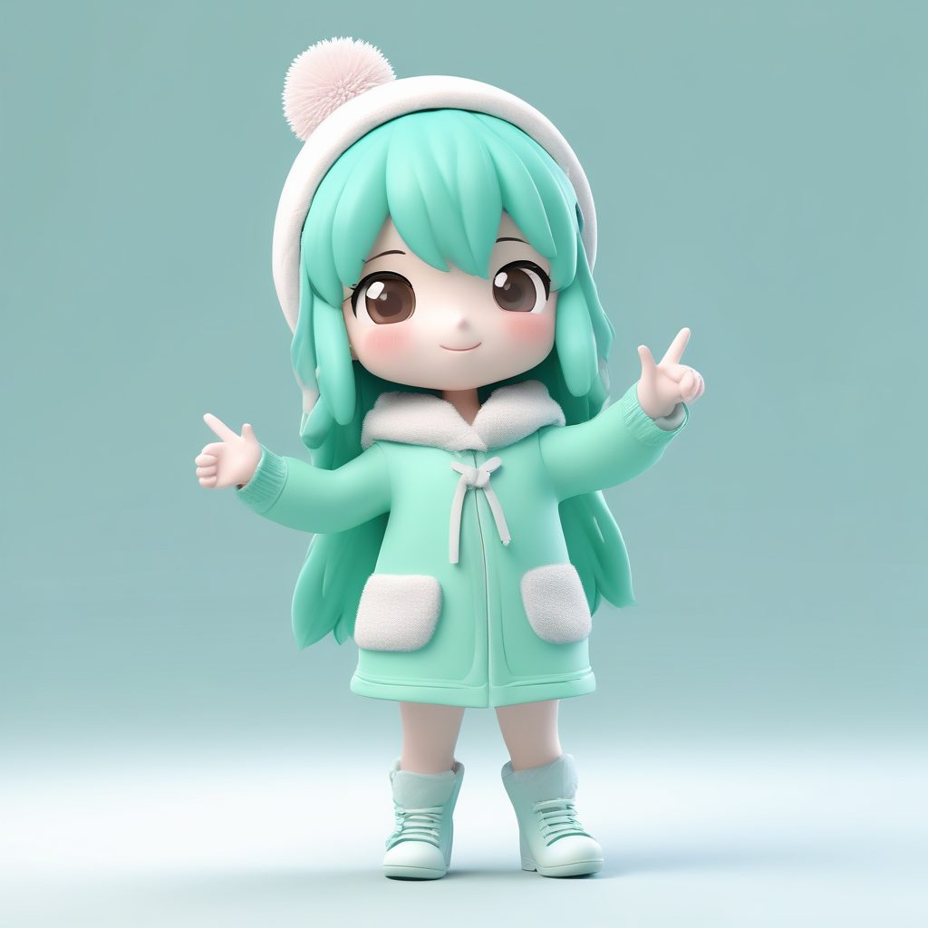 💚薄荷糖清新!比耶手势Q版少女,3D渲染头像图鉴