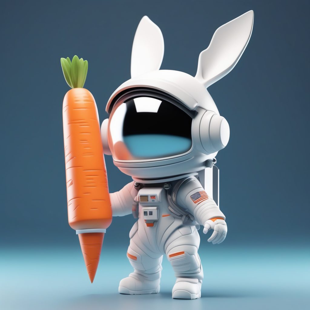 C4D高精度Q版盲盒:宇航兔全身站立照,如何生成超清8K粘土手办画面