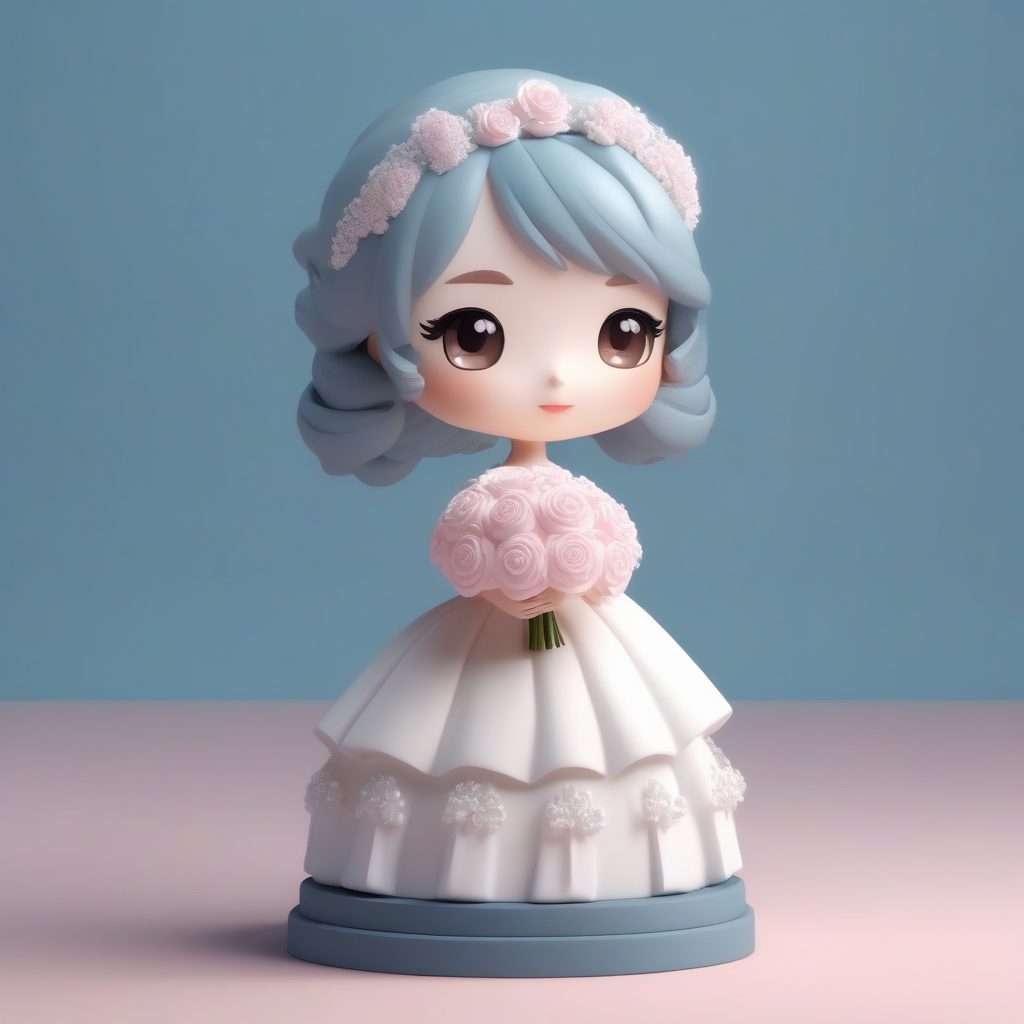 C4D高精度Q版新娘：3D粘土盲盒手办渲染教程与提示词分享