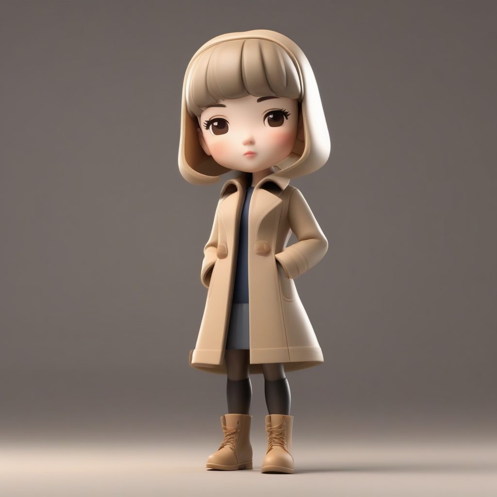 C4D光线追踪:旗袍少女的街头冬日穿搭,风衣混搭与自信表情