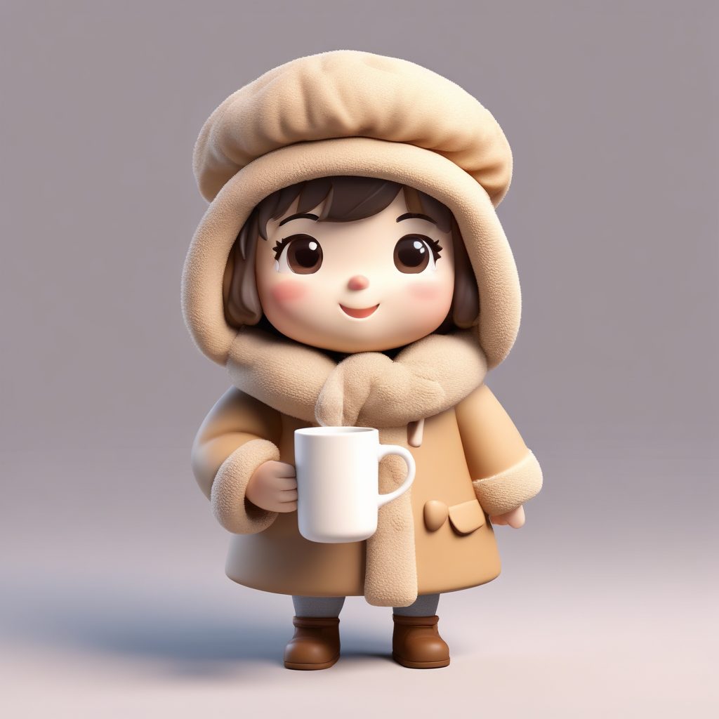 C4D光追Q版盲盒手办:冬日奶茶色毛绒穿搭AI提示词教程