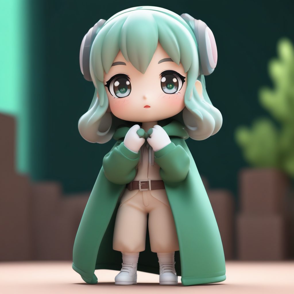 C4D光追：Q版女孩吹着热气暖手的超可爱造型提示词