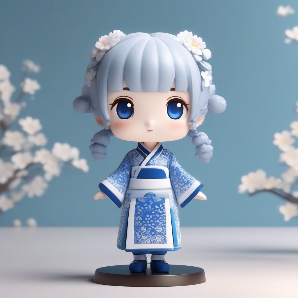 C4D盲盒手办:青花瓷旗袍少女全身站立照,Q版极简风AI提示词教程 10 C4D盲盒手办:青花瓷旗袍少女全身站立照,Q版极简风AI提示词教程