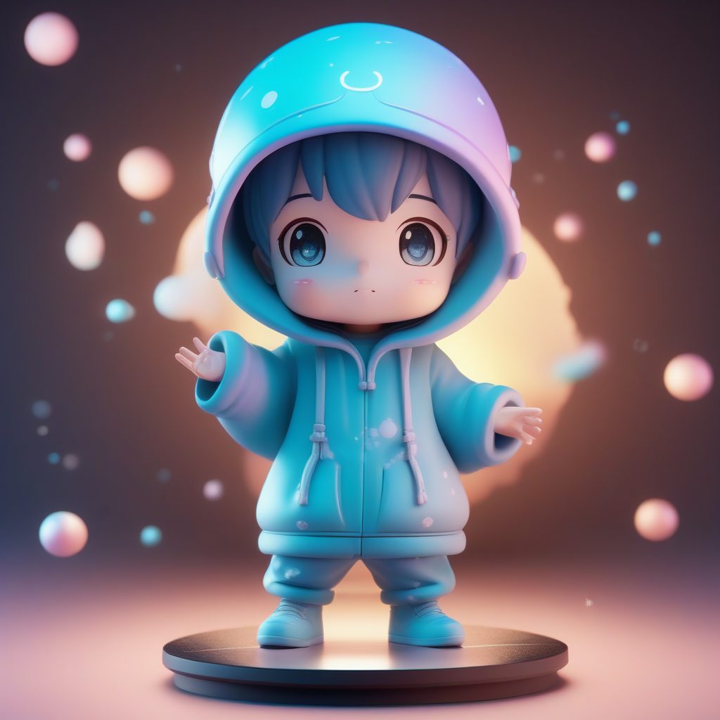 C4D盲盒手办渲染教程：Q版星辰神灵的8K极简主义动态姿势AI提示词