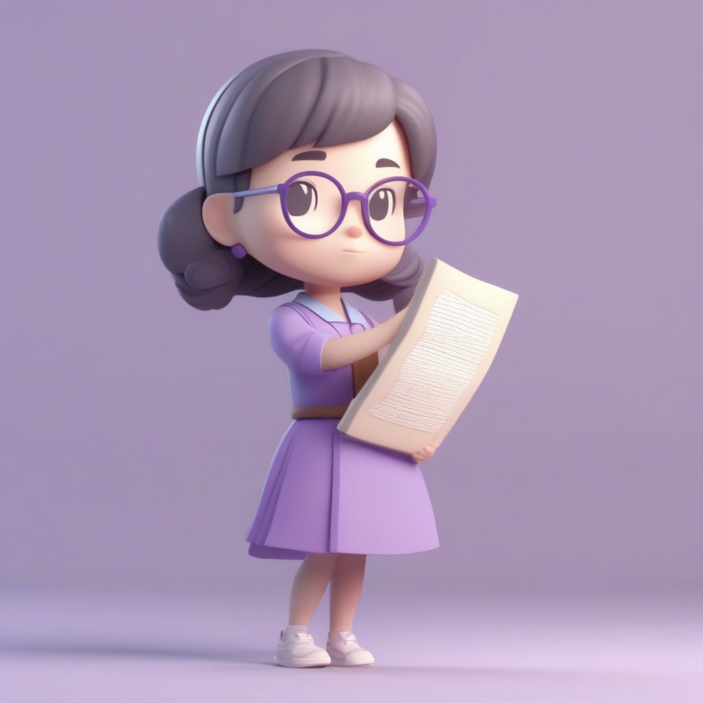 C4D手办级质感：优雅Q版历史女教师全身图，超逼真软工作室光线