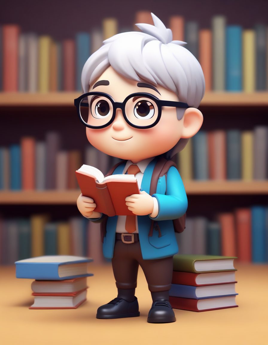 C4D提示词:戴眼镜的Q版学霸,八月热搜款,做朋友圈封面绝佳