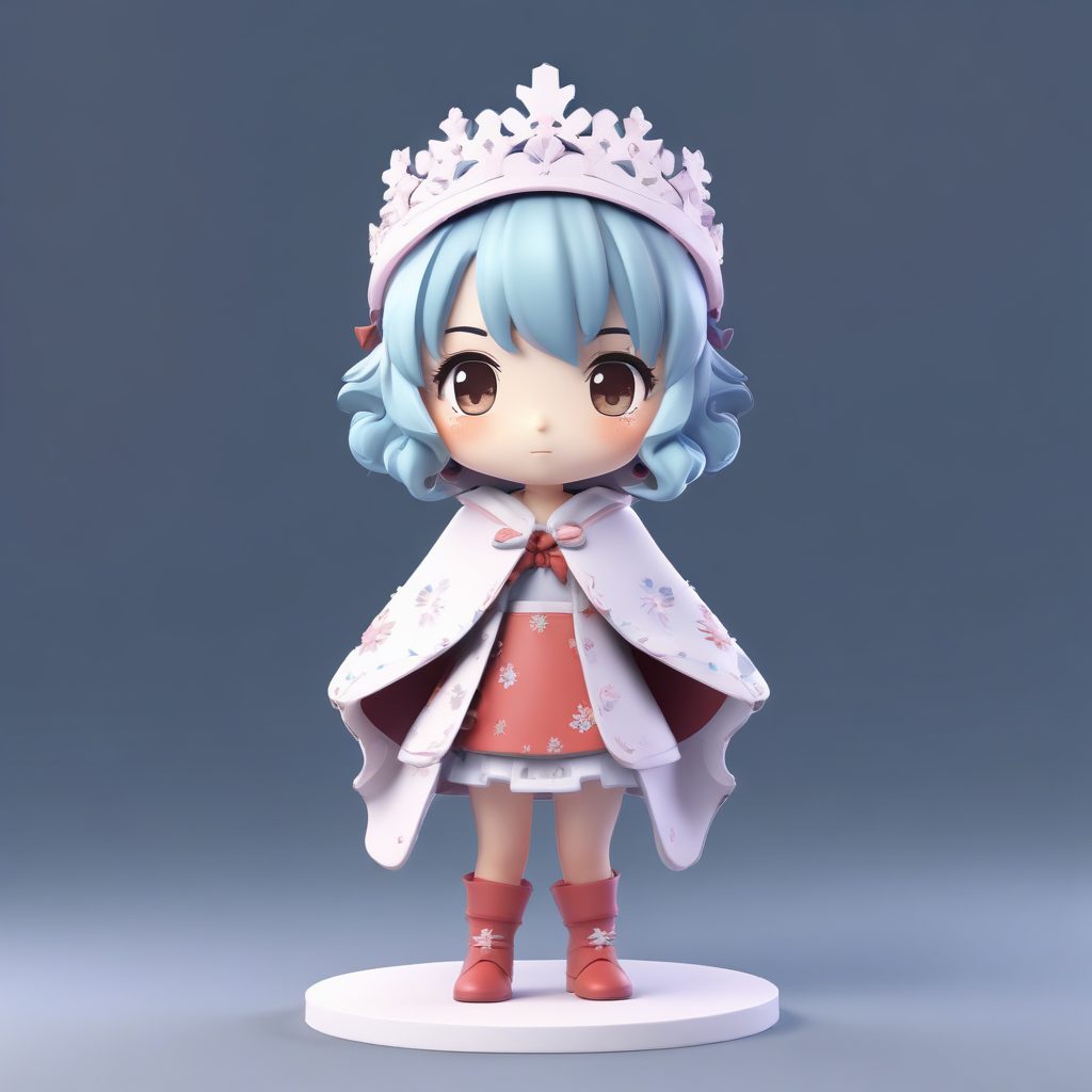 C4D渲染高光Q版：Q版女孩戴着花环的冬日仙女造型