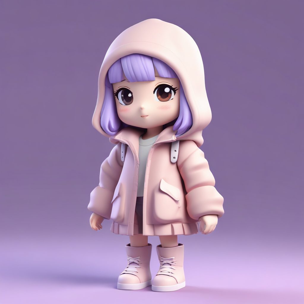 C4D渲染高抛光Q版女孩:带着超大购物袋的冬季血拼造型