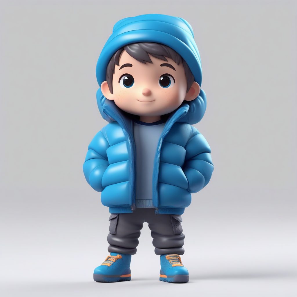 C4D渲染盲盒:冬日潮流Oversize羽绒服Q版人物全身像提示词