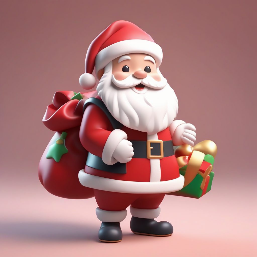 C4D渲染Q版圣诞老人：3D盲盒手办全身站立照AI提示词及创作教程