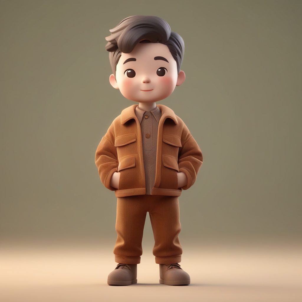 C4D Octane渲染:Q版复古灯芯绒外套冬日穿搭全身像