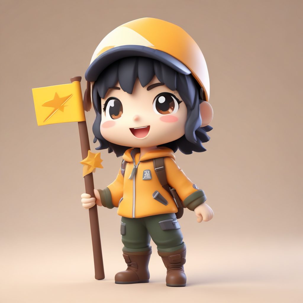 C4D Q版登山家：攀登高峰的胜利动态与骄傲表情