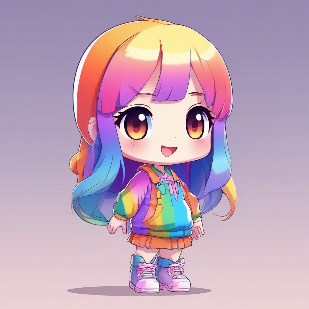 🌈彩虹马卡龙配色！超甜美Q版，适合做闺蜜头像！