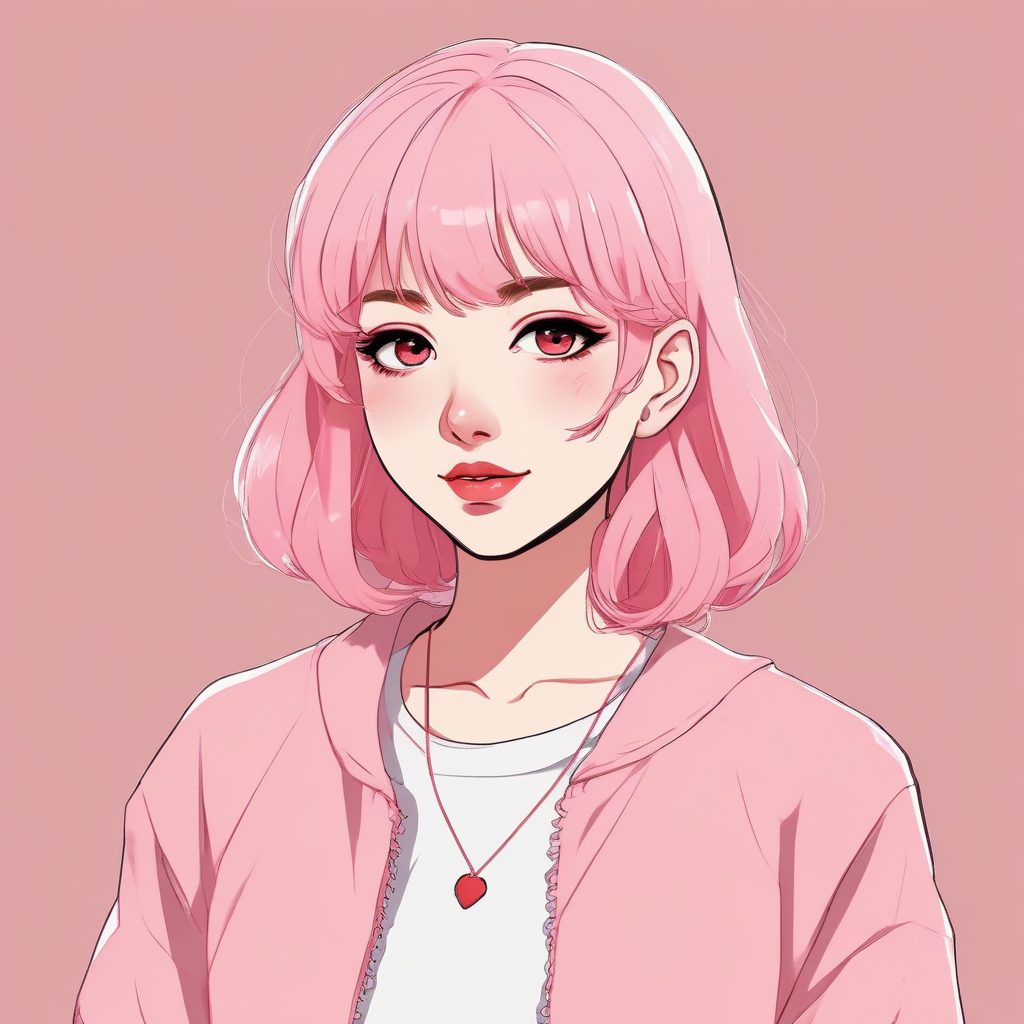 🍓 草莓牛奶配色!甜系极简少女插画,适合做情头或群头像