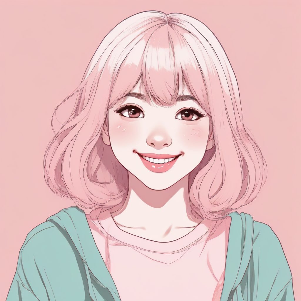 🍓草莓牛奶配色！甜系极简线条日系少女头像，低饱和度治愈公式！