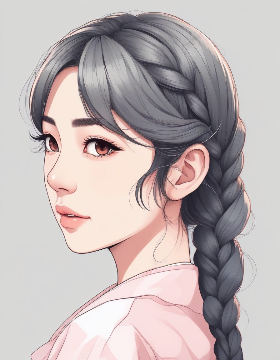 ✨侧编发温柔少女!极简线条美学,低饱和淡粉色,头像首选!