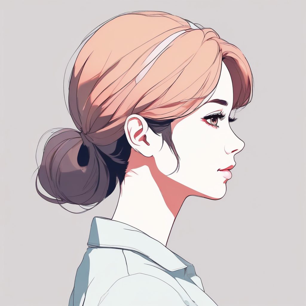 🖼️侧颜插画天花板！极简日系少女肖像，高级构图适合做屏保！