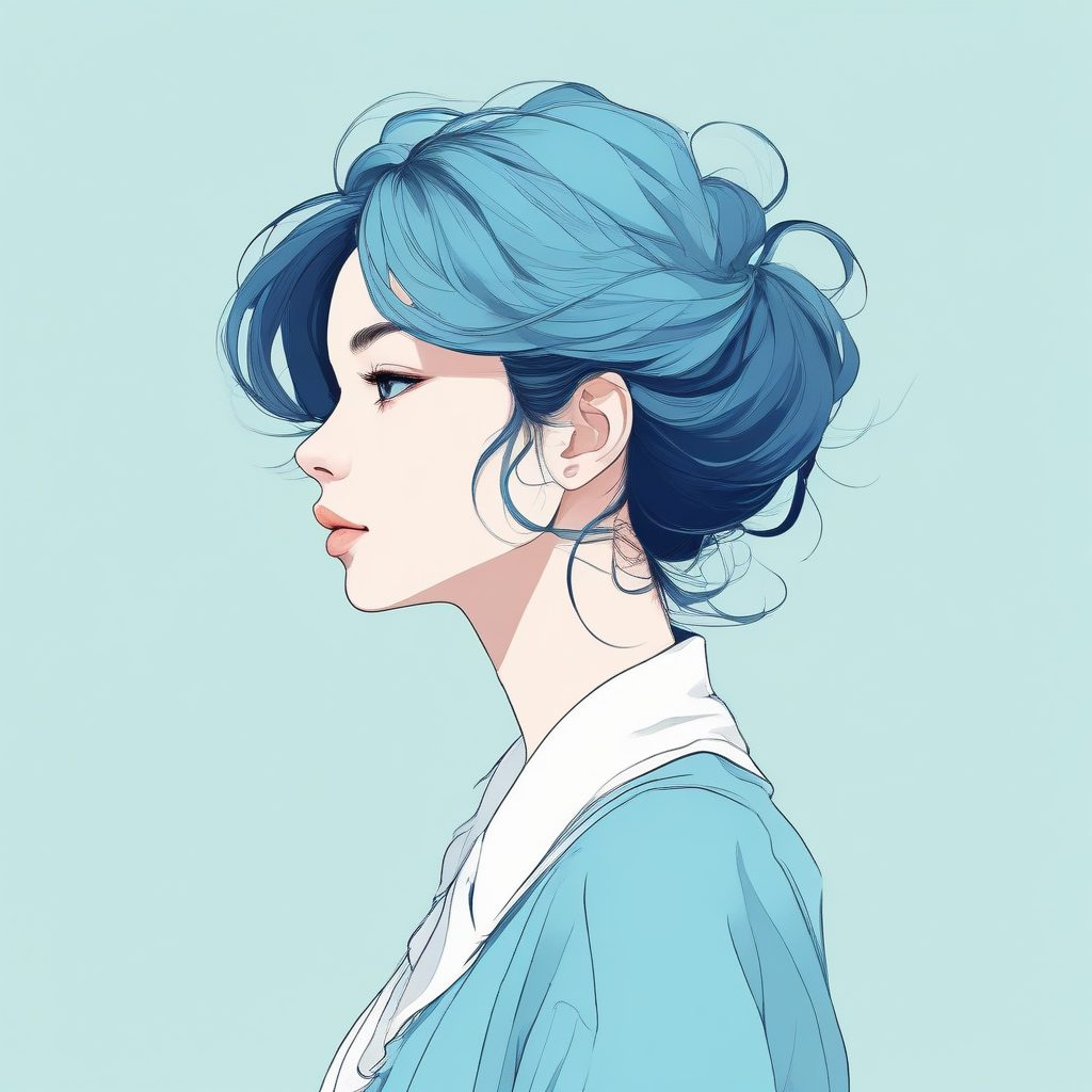 侧颜绝杀！💨 风吹发丝的动态美，极简线条日系少女肖像壁纸！