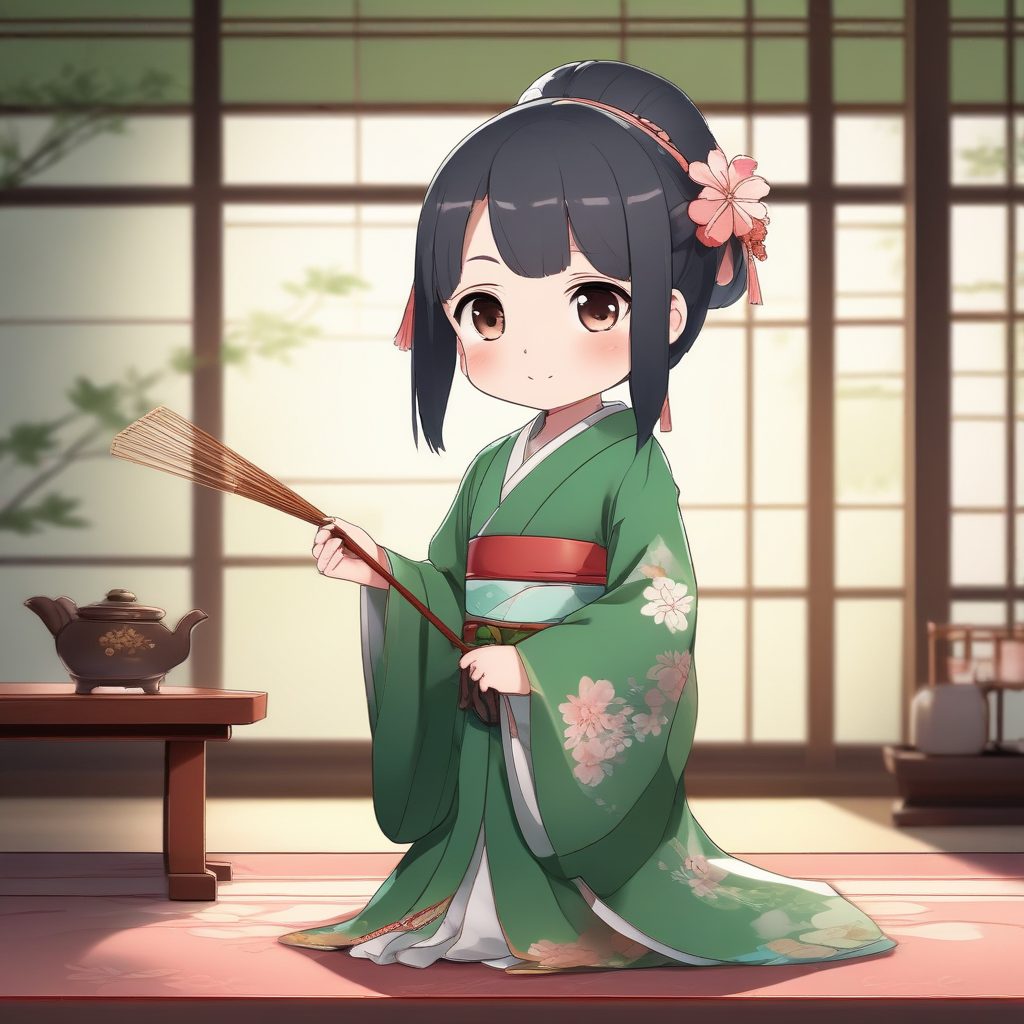 🍵茶道大师Q版！日式和风一个可爱时尚Q版动漫人物，表情动作丰富，禅意治愈全身像