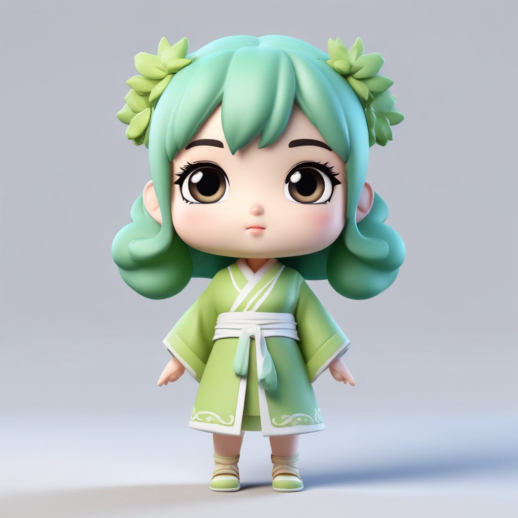 🍵禅意静谧！抹茶绿国风Q版女孩，极简风头像生成咒语