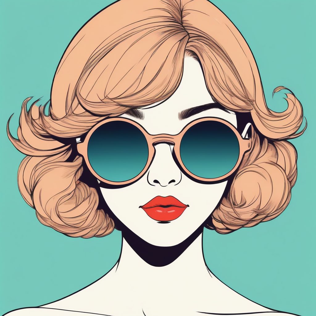 【长尾词】复古墨镜极简头像：二次元少女戴圆框墨镜与纯色背景AI指令