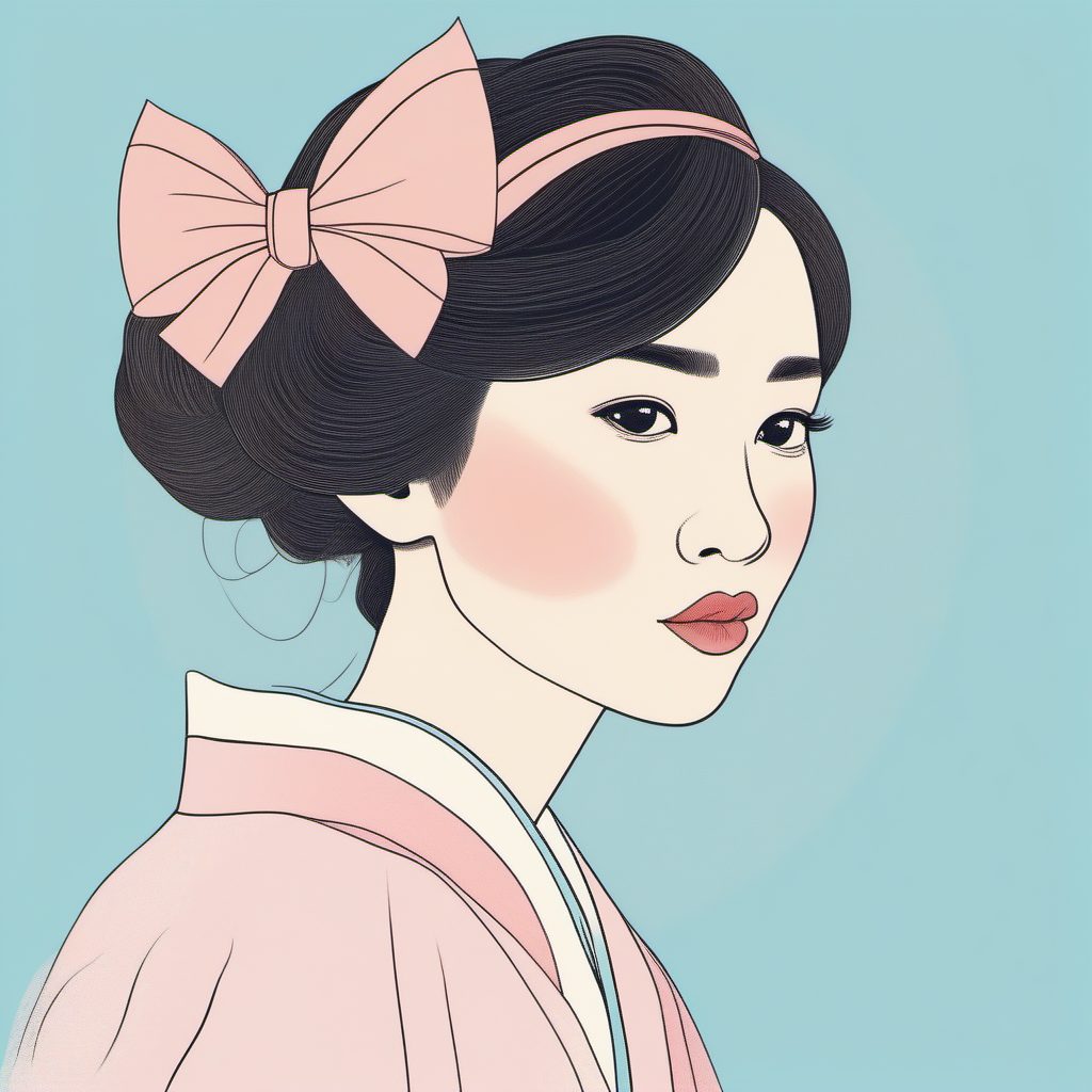 长尾关键词优化:甜美日系蝴蝶结发饰少女,极简粉蓝线稿