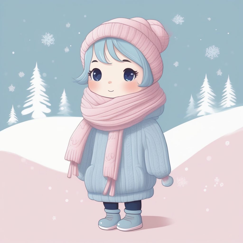 超大围巾Q版女孩：轻盈治愈系冬季时尚涂鸦AI绘图教程