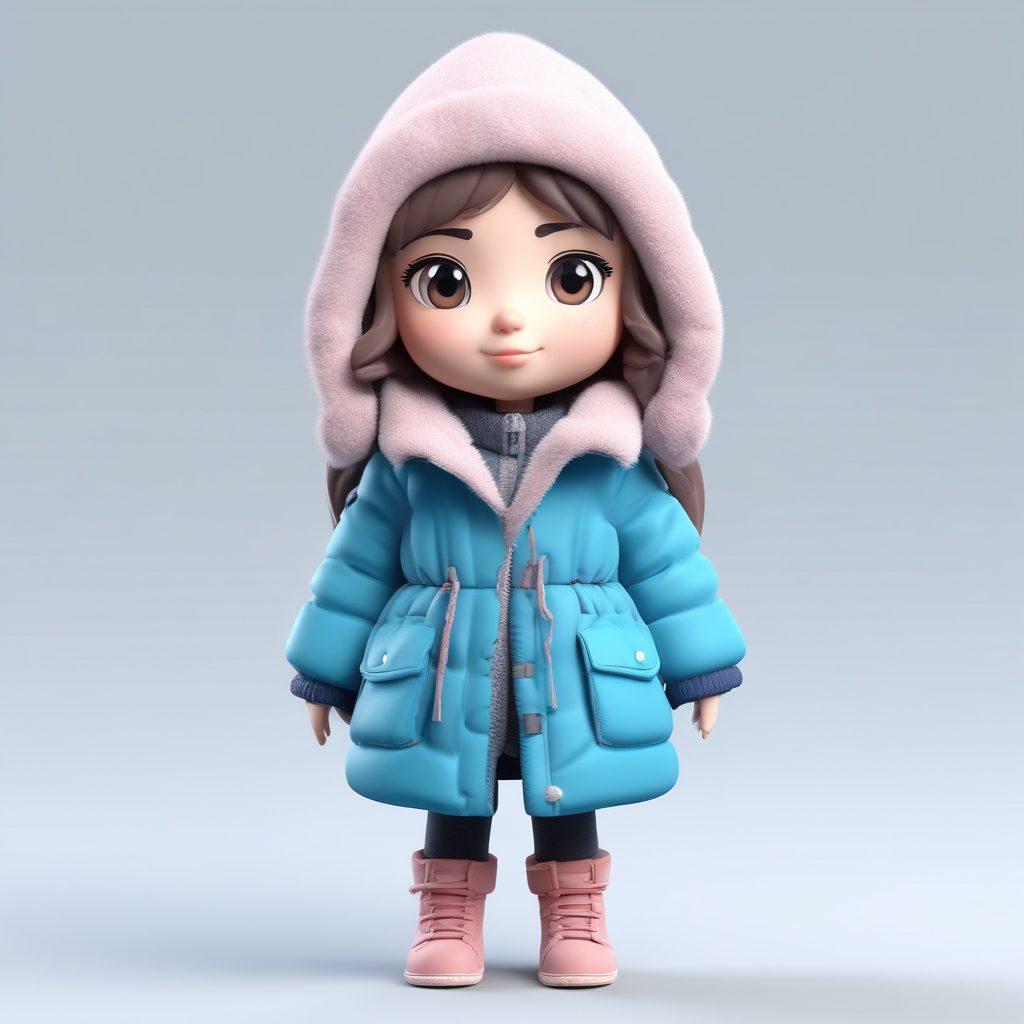 超大羽绒服Q版女孩：冻得发抖的可爱表情包生成！
