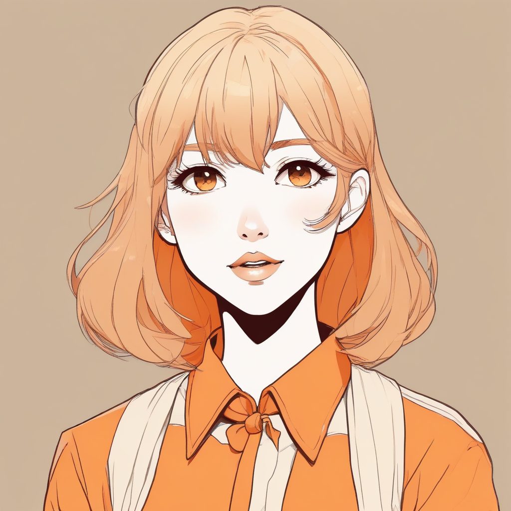 超好用！奶油橘配色极简少女头像，暖调治愈系Cel Shading