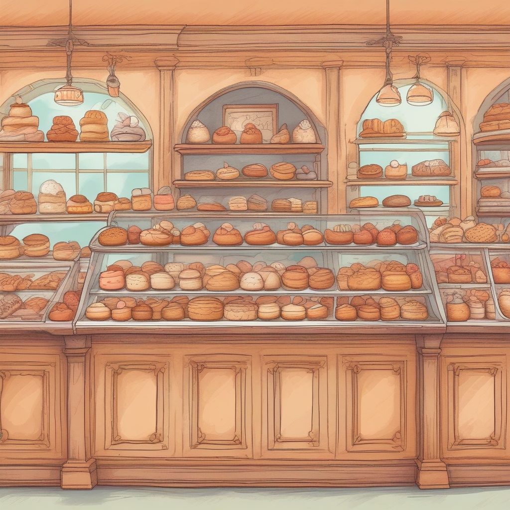 超好用！童话风手绘提示词：面包店甜点插画，可爱又治愈