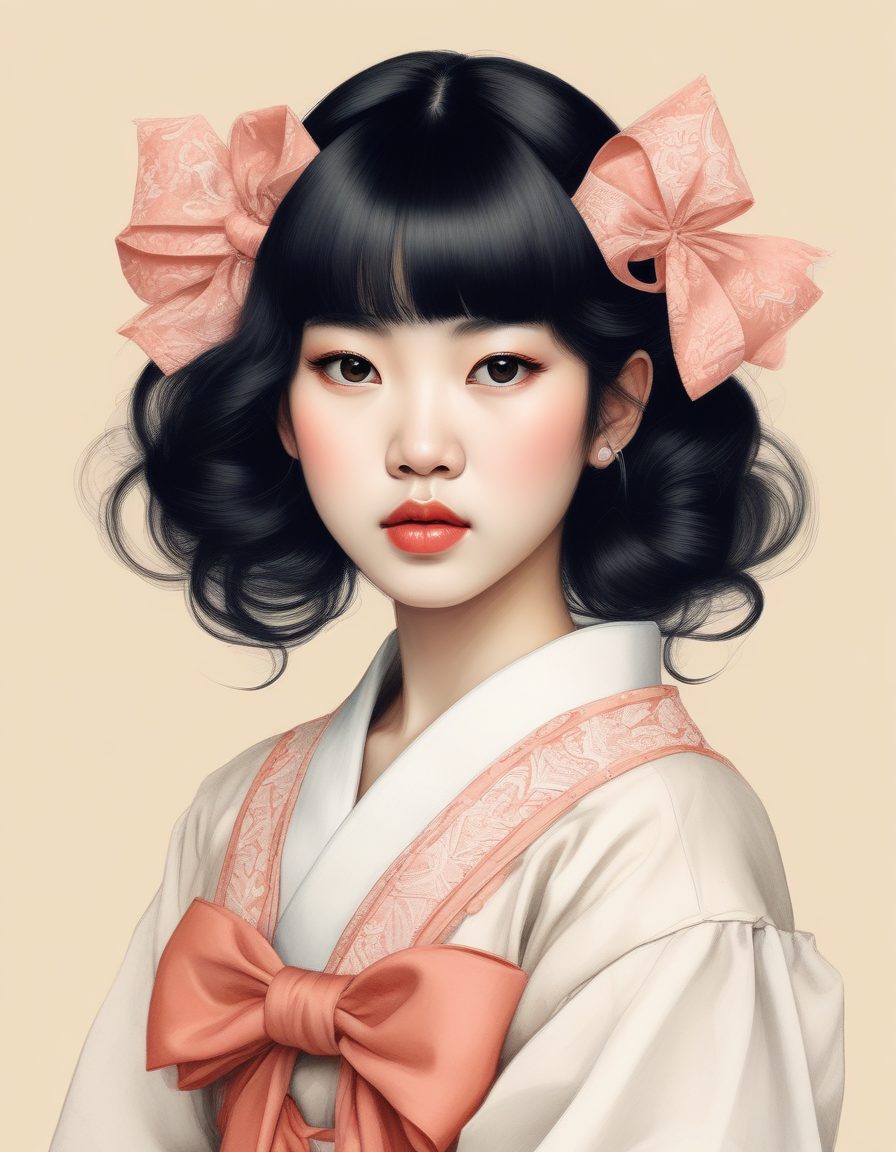 超火Coquette Core风：AI绘制蕾丝蝴蝶结日系可爱少女肖像