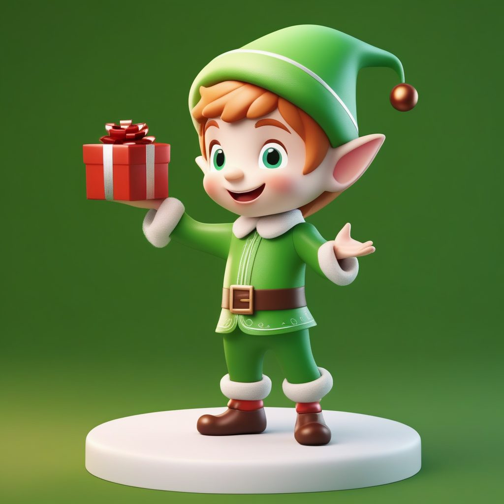 超可爱Q版圣诞精灵：3D粘土手办模型全身渲染AI绘图提示词深度解析