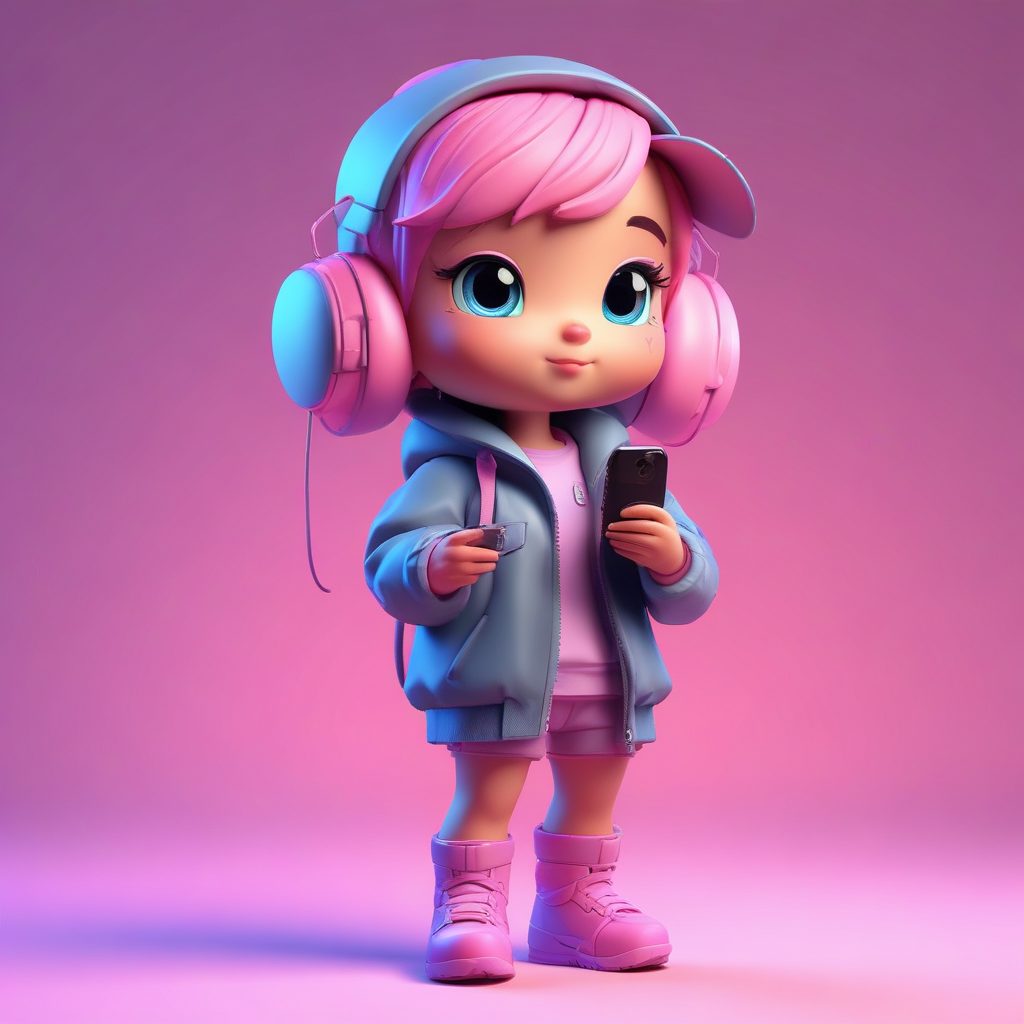 🎀潮酷穿搭天花板！C4D盲盒风Q版女孩全身像，做头像壁纸绝了