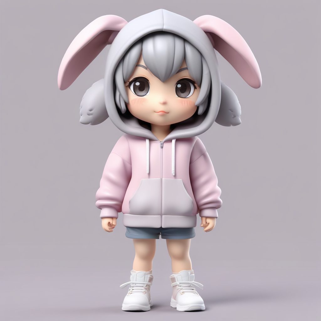 👟潮酷街头风！兔子卫衣Q版女孩🐰ins风盲盒全身像分享