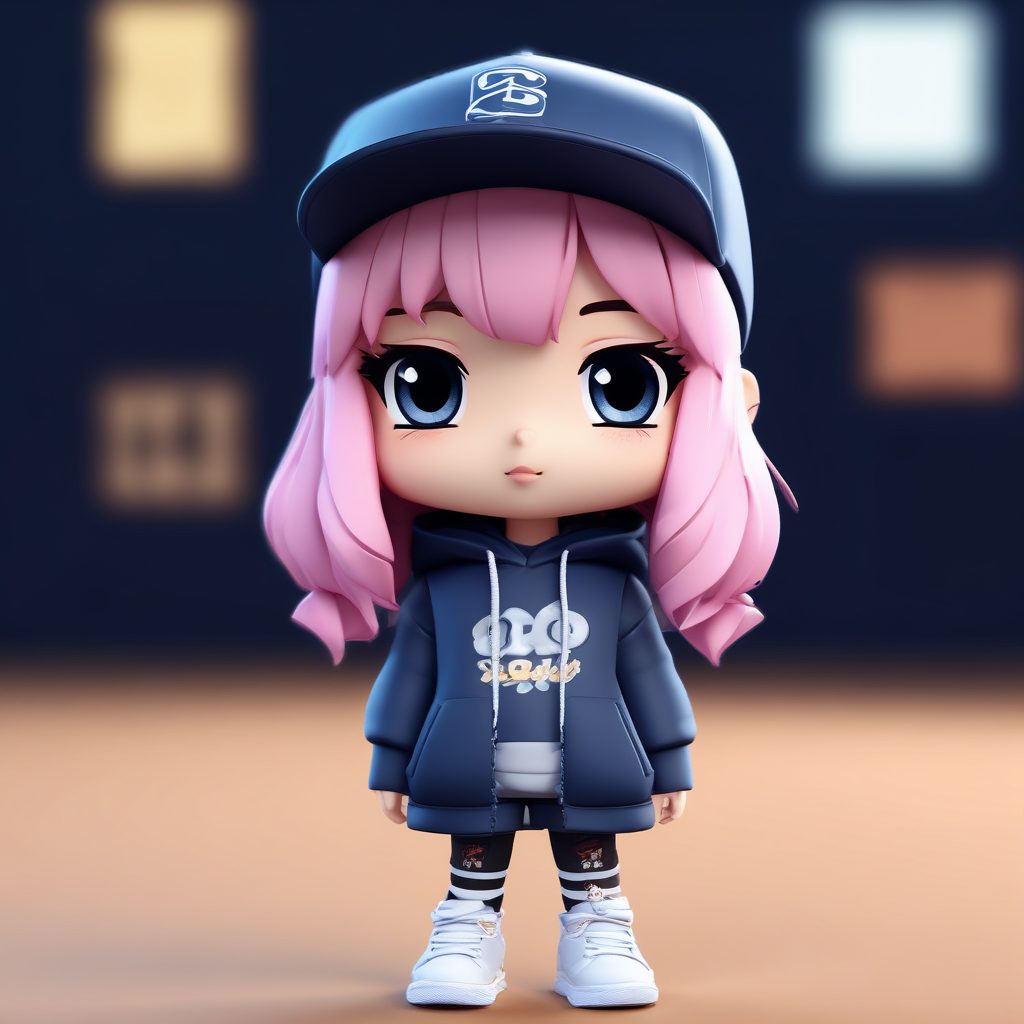 🕶️潮酷街头风！嘻哈Q版美少女，全身站姿C4D渲染，超有态度头像