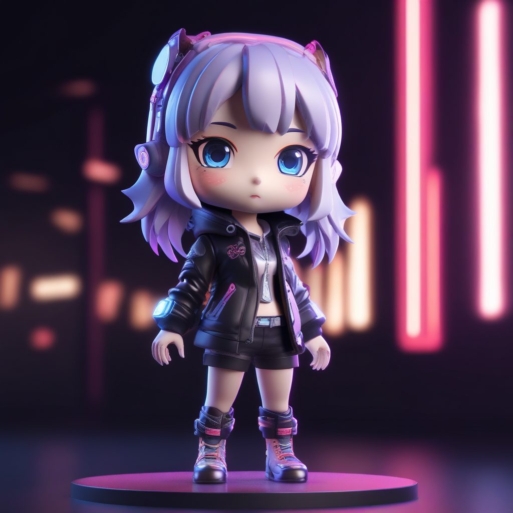 ⚡️超酷赛博朋克Q版！未来科技风美少女，Octane渲染高细节盲盒