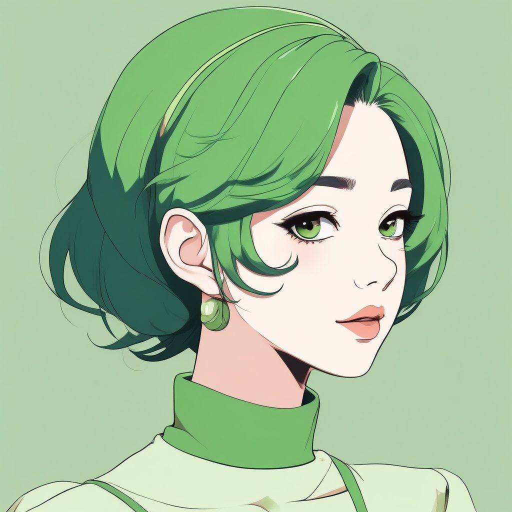 超冷门配色！抹茶绿极简动漫少女头像，日杂氛围感拉满