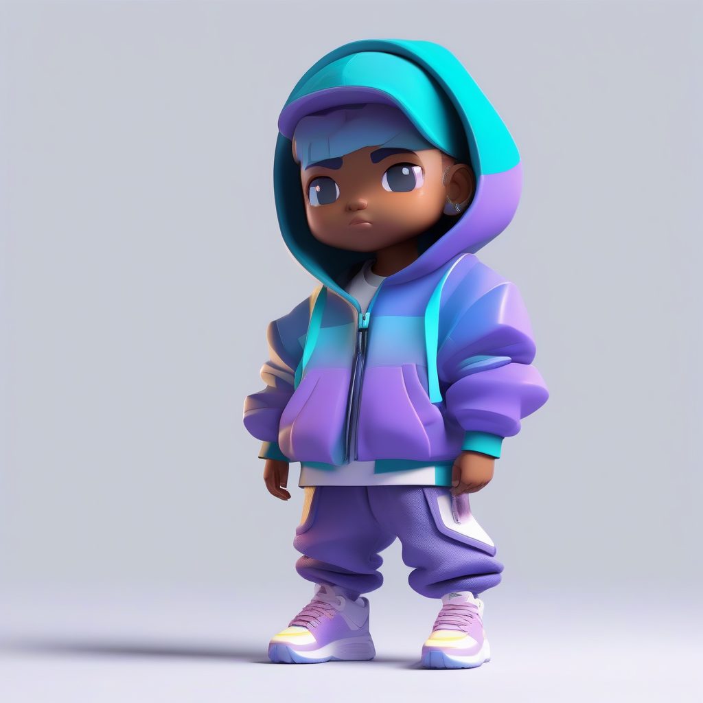 潮流街头风Q版手办教程:Oversize卫衣女孩C4D全身站立渲染图