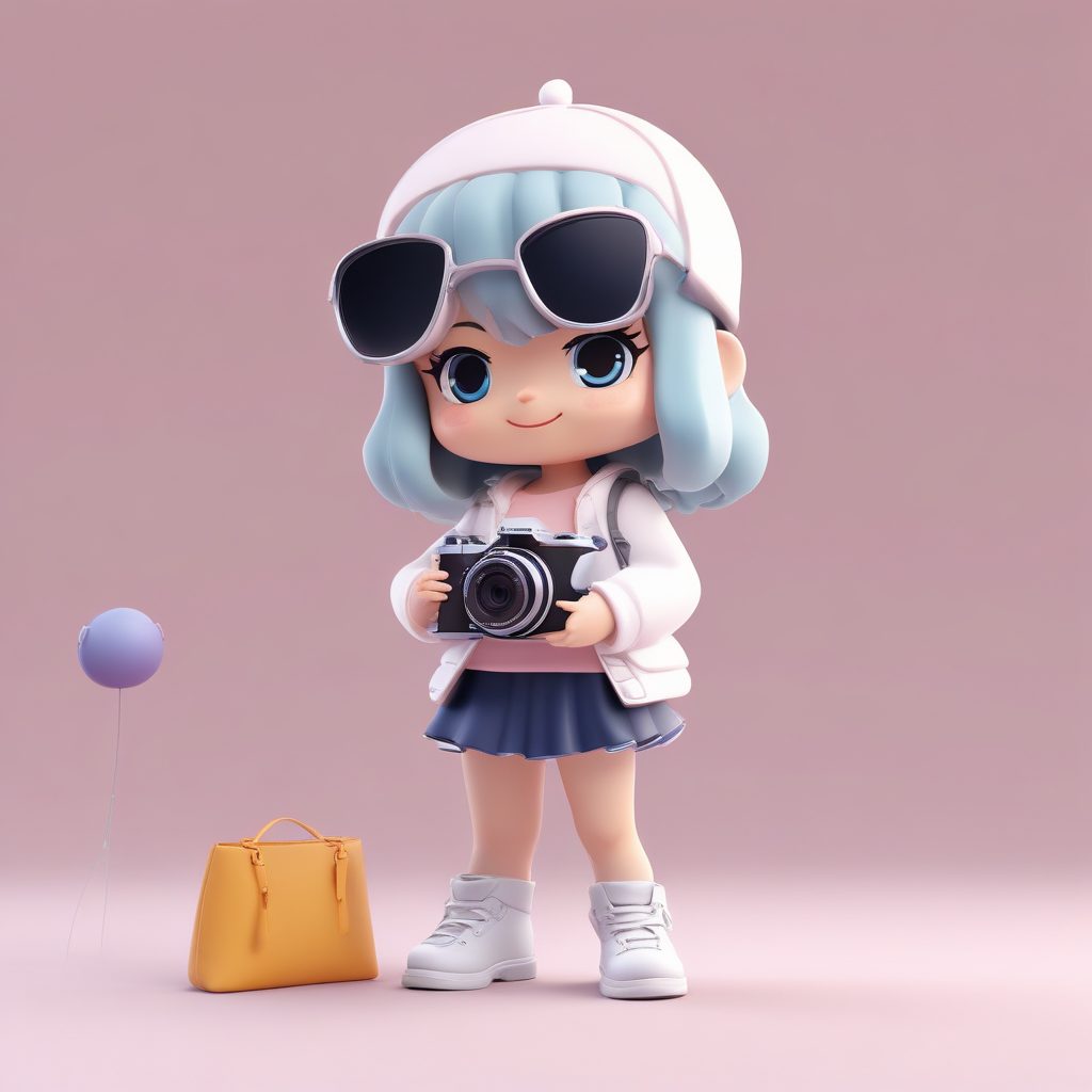 潮流摄影师Q版手办: 单膝跪地抓拍的'专业'动态姿势