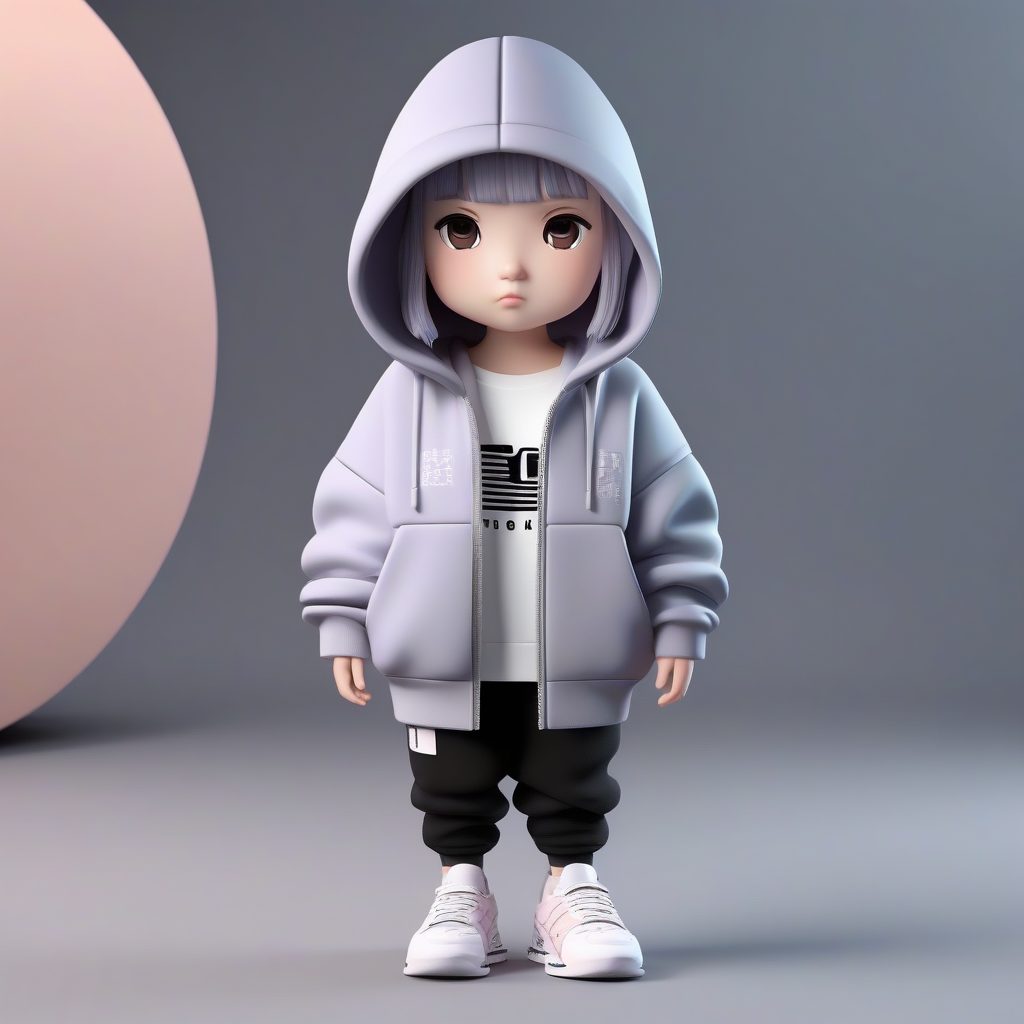 潮流卫衣Q版闺蜜：街头风3D全身像AI生成，极简背景必出图