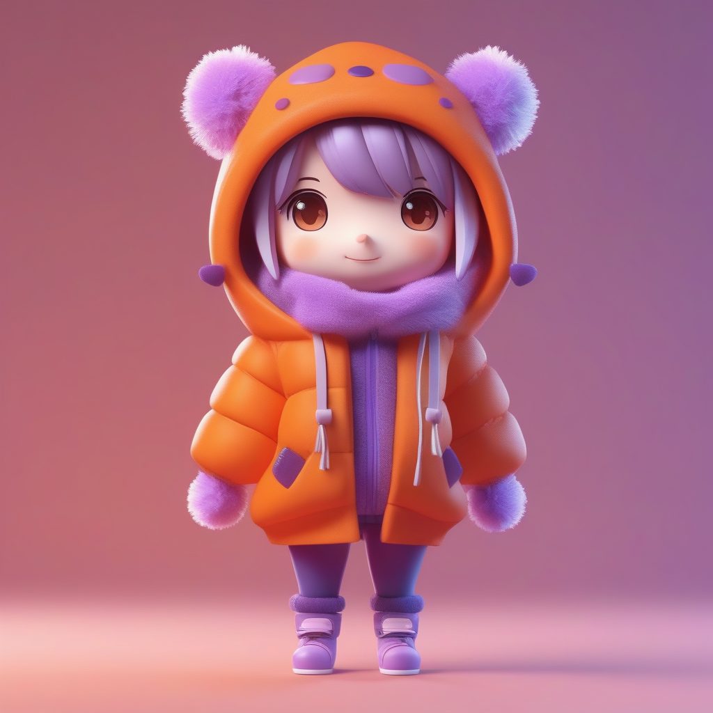 超萌动物主题Q版:冬季绒毛手套与羊羔绒穿搭全身站立提示词(8K)