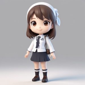 💖超萌JK制服Q版粘土人手办全身像！3D渲染C4D+Octane效果出圈✨