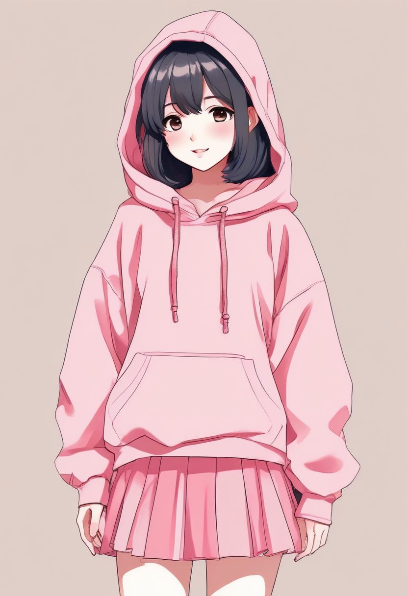 🎀 超萌：Macaron粉色卫衣少女极简线稿，全身照做手机主题背景！