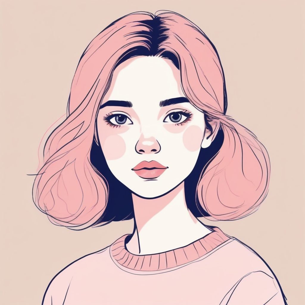 超萌！Midjourney盲盒风变体：圆润粉蓝少女，蜡笔画手绘质感，做头像绝了！