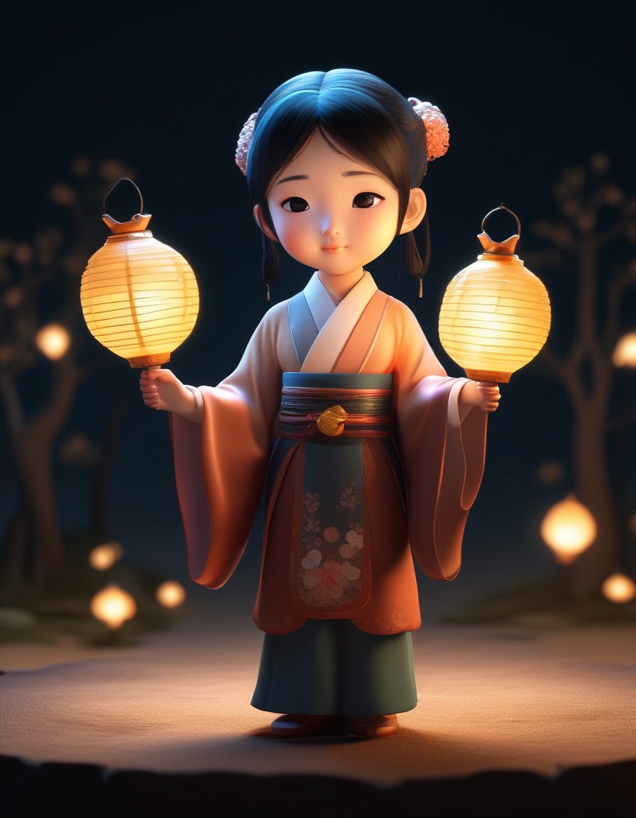 🏮超萌Q版汉服盲盒手办！C4D粘土风小女孩提灯夜游，头像壁纸绝了！