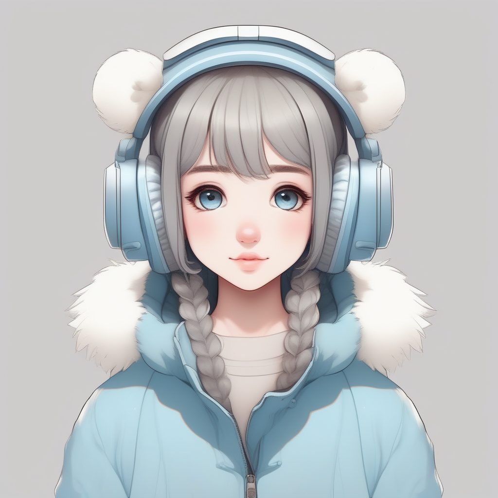 超萌Q版卡通冬装:马卡龙配色+耳罩,极简动漫风全身站立图AI生成