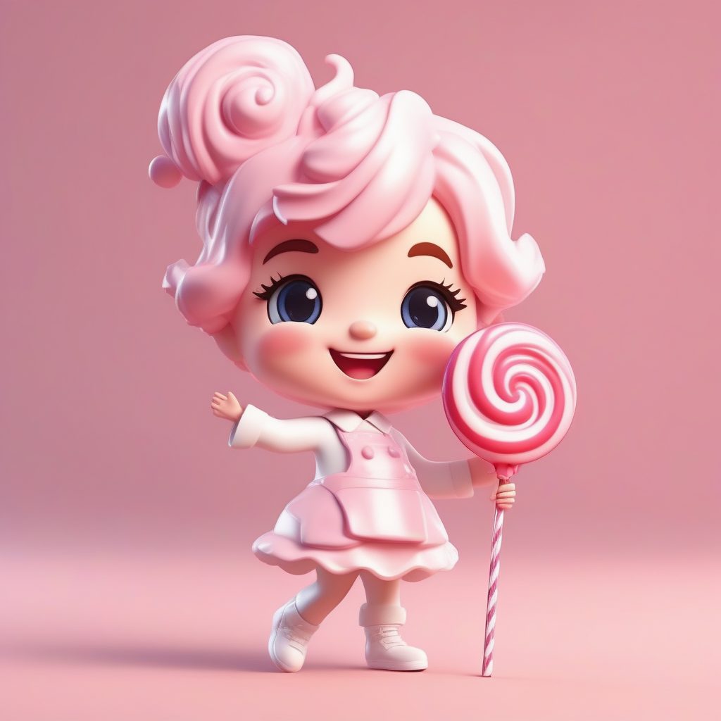 超萌Q版甜点师全身站姿图：AI绘画奶油色调与极简背景教程