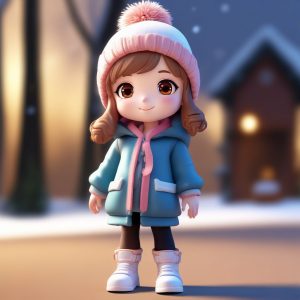 ❄️超萌Q版雪国少女，冬日造型太有爱了！💖纯色背景完美展示3D盲盒效果