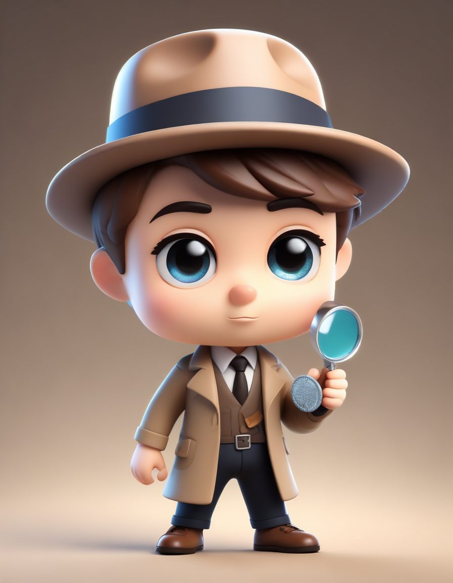 超萌!Q版侦探放大镜观察,C4D黏土盲盒风,细节控必备!