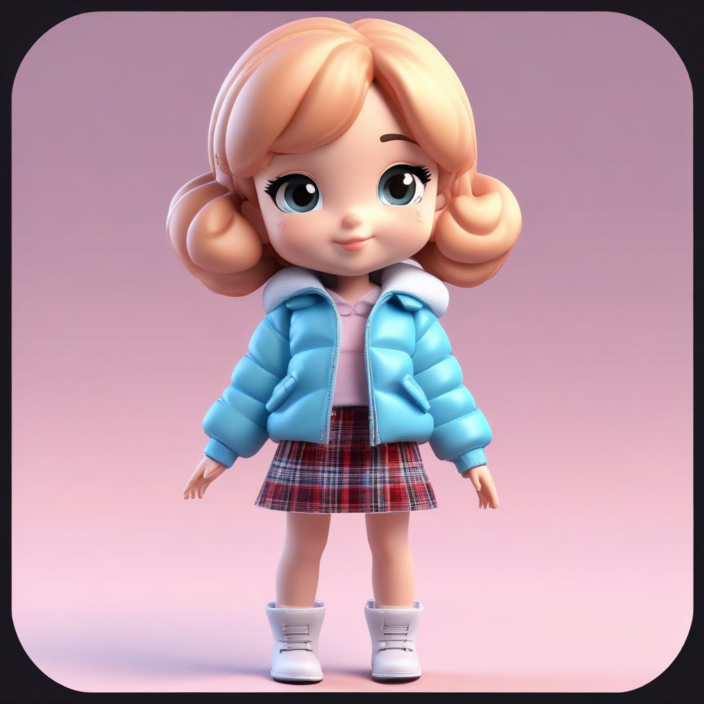 超萌Q娃:眨眼比心冬装少女,Pop Mart手办风AI提示词